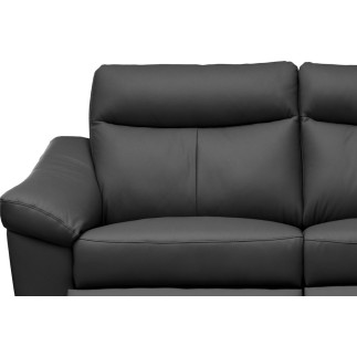 Canapé taille 2 places avec 2 relax en cuir épais de luxe italien avec 2 relax électriques, LUCAS, noir
