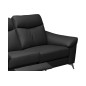 Canapé taille 2 places avec 2 relax en cuir épais de luxe italien avec 2 relax électriques, LUCAS, noir
