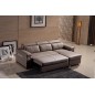 Canapé d'angle convertible cuir buffle italien 5 places, ALLURE, moka, angle droit