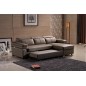 Canapé d'angle convertible cuir buffle italien 5 places, ALLURE, moka, angle droit