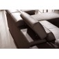 Canapé d'angle convertible cuir buffle italien 5 places, ALLURE, moka, angle droit