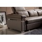 Canapé d'angle convertible cuir buffle italien 5 places, ALLURE, moka, angle droit