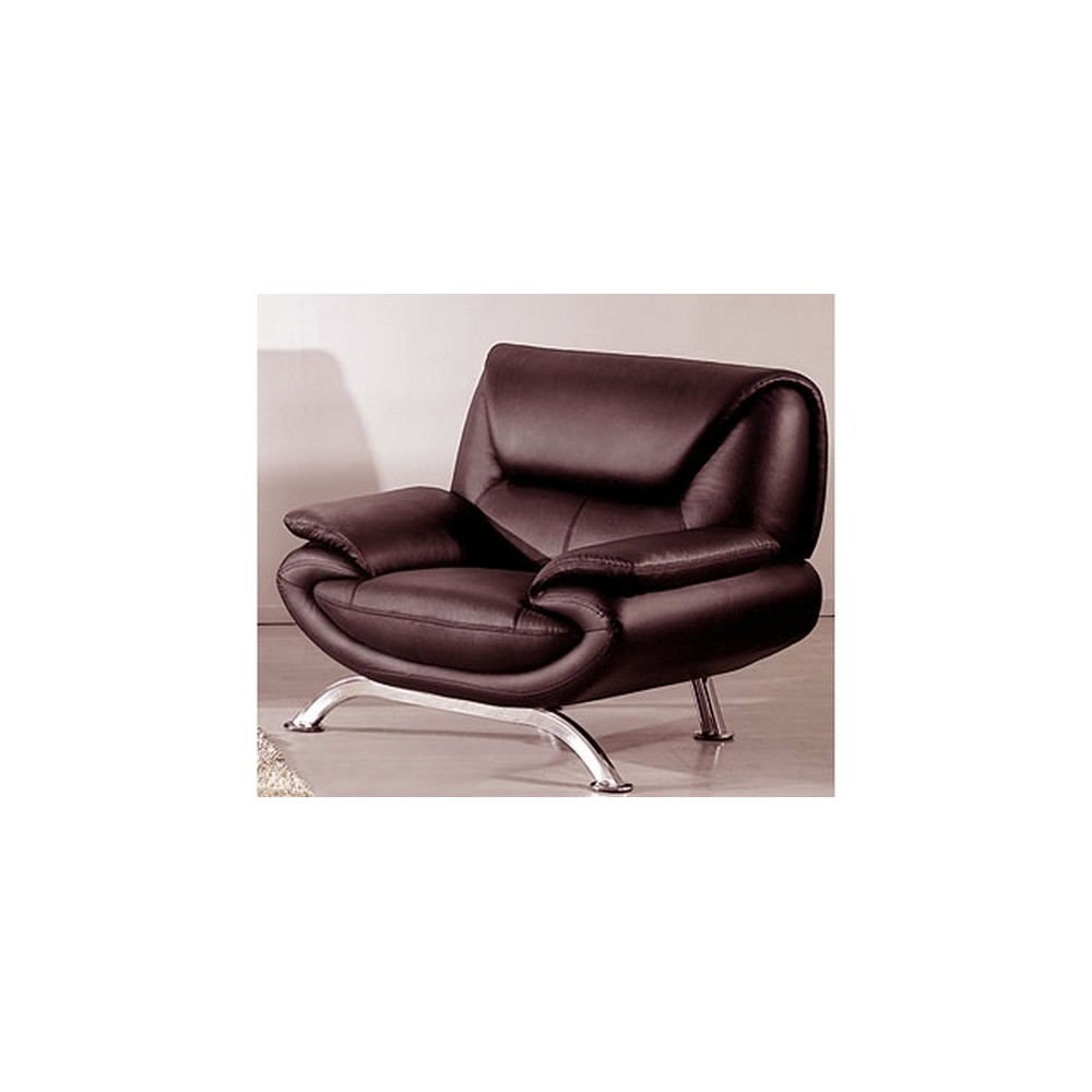Fauteuil 1 place en cuir italien JONAH, chocolat