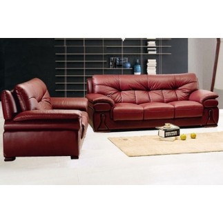 Ensemble OXFORD 3 pièces: composé d'un canapé 3 places + 2 places + fauteuil en cuir luxe italien vachette, bordeaux