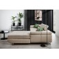 Canapé d'angle convertible ARMEL en tissu luxe 5 places, beige, avec coffre, angle droit (vu de face) Canapé d'angle convertible ARMEL en tissu luxe 5 places, beige, avec coffre, angle droit (vu de face)