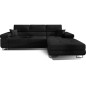 Canapé d'angle convertible ARMEL en tissu luxe 5 places, noir, avec coffre, angle droit (vu de face) Canapé d'angle convertible ARMEL en tissu luxe 5 places, noir, avec coffre, angle droit (vu de face)