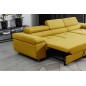 Canapé d'angle convertible ARMEL en tissu luxe 5 places, jaune moutarde, avec coffre, angle droit (vu de face) Canapé d'angle convertible ARMEL en tissu luxe 5 places, jaune moutarde, avec coffre, angle droit (vu de face)