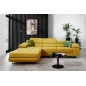 Canapé d'angle convertible ARMEL en tissu luxe 5 places, jaune moutarde, avec coffre, angle gauche (vu de face) Canapé d'angle convertible ARMEL en tissu luxe 5 places, jaune moutarde, avec coffre, angle gauche (vu de face)