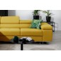 Canapé d'angle convertible ARMEL en tissu luxe 5 places, jaune moutarde, avec coffre, angle gauche (vu de face) Canapé d'angle convertible ARMEL en tissu luxe 5 places, jaune moutarde, avec coffre, angle gauche (vu de face)