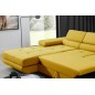 Canapé d'angle convertible ARMEL en tissu luxe 5 places, jaune moutarde, avec coffre, angle gauche (vu de face) Canapé d'angle convertible ARMEL en tissu luxe 5 places, jaune moutarde, avec coffre, angle gauche (vu de face)