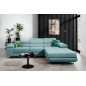 Canapé d'angle convertible ARMEL en tissu luxe 5 places, turquoise, avec coffre, angle droit (vu de face)