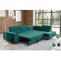 Canapé d'angle convertible en tissu luxe 5 places, avec coffre, vert, angle droit (vu de face), ANNECY KRONO