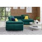 Canapé d'angle convertible en tissu luxe 5 places, avec coffre, vert, angle droit (vu de face), ANNECY KRONO