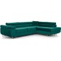Canapé d'angle convertible en tissu luxe 5 places, avec coffre, vert, angle droit (vu de face), ANNECY KRONO