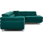 Canapé d'angle convertible en tissu luxe 5 places, avec coffre, vert, angle droit (vu de face), ANNECY KRONO