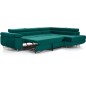 Canapé d'angle convertible en tissu luxe 5 places, avec coffre, vert, angle droit (vu de face), ANNECY KRONO