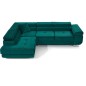 - Canapé d'angle convertible en tissu luxe 5 places, avec coffre, vert, angle gauche (vu de face), ANNECY KRONO