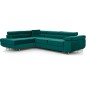 - Canapé d'angle convertible en tissu luxe 5 places, avec coffre, vert, angle gauche (vu de face), ANNECY KRONO