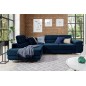- Canapé d'angle convertible en tissu luxe 5 places, avec coffre, bleu foncé, angle gauche (vu de face), ANNECY KRONO
