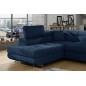 - Canapé d'angle convertible en tissu luxe 5 places, avec coffre, bleu foncé, angle gauche (vu de face), ANNECY KRONO