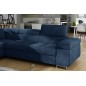 - Canapé d'angle convertible en tissu luxe 5 places, avec coffre, bleu foncé, angle gauche (vu de face), ANNECY KRONO