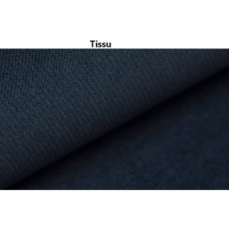 - Canapé d'angle convertible en tissu luxe 5 places, avec coffre, bleu foncé, angle gauche (vu de face), ANNECY KRONO