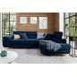 Canapé d'angle convertible en tissu luxe 5 places, avec coffre, bleu foncé, angle droit (vu de face), ANNECY KRONO