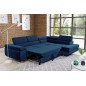 Canapé d'angle convertible en tissu luxe 5 places, avec coffre, bleu foncé, angle droit (vu de face), ANNECY KRONO