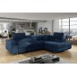 Canapé d'angle convertible en tissu luxe 5 places, avec coffre, bleu foncé, angle droit (vu de face), ANNECY KRONO