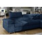 Canapé d'angle convertible en tissu luxe 5 places, avec coffre, bleu foncé, angle droit (vu de face), ANNECY KRONO