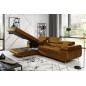 - Canapé d'angle convertible ARMEL en tissu velours luxe 5 places, couleur cuivre, avec coffre, angle gauche (vu de face)