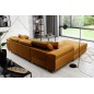 - Canapé d'angle convertible ARMEL en tissu velours luxe 5 places, couleur cuivre, avec coffre, angle gauche (vu de face)