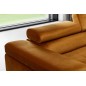 - Canapé d'angle convertible ARMEL en tissu velours luxe 5 places, couleur cuivre, avec coffre, angle gauche (vu de face)