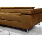 - Canapé d'angle convertible ARMEL en tissu velours luxe 5 places, couleur cuivre, avec coffre, angle gauche (vu de face)