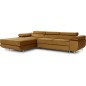 - Canapé d'angle convertible ARMEL en tissu velours luxe 5 places, couleur cuivre, avec coffre, angle gauche (vu de face)