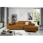 Canapé d'angle convertible ARMEL en tissu velours luxe 5 places, couleur cuivre, avec coffre, angle droit (vu de face)