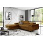 Canapé d'angle convertible ARMEL en tissu velours luxe 5 places, couleur cuivre, avec coffre, angle droit (vu de face)