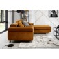 Canapé d'angle convertible ARMEL en tissu velours luxe 5 places, couleur cuivre, avec coffre, angle droit (vu de face)