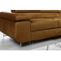 Canapé d'angle convertible ARMEL en tissu velours luxe 5 places, couleur cuivre, avec coffre, angle droit (vu de face)