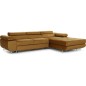 Canapé d'angle convertible ARMEL en tissu velours luxe 5 places, couleur cuivre, avec coffre, angle droit (vu de face)