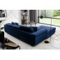 Canapé d'angle convertible ARMEL en tissu velours luxe 5 places, couleur bleu foncé, avec coffre, angle gauche (vu de face)