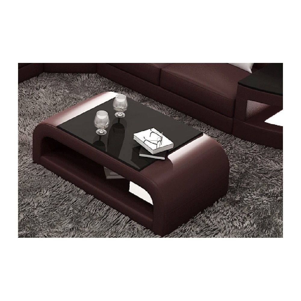 Table basse design JERSEY, chocolat, 130×70×41 cm