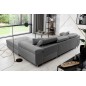 Canapé d'angle convertible ARMEL en tissu velours luxe 5 places, couleur gris, avec coffre, angle droit (vu de face)