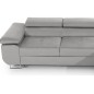 Canapé d'angle convertible ARMEL en tissu velours luxe 5 places, couleur gris, avec coffre, angle droit (vu de face)