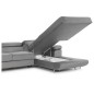 Canapé d'angle convertible ARMEL en tissu velours luxe 5 places, couleur gris, avec coffre, angle droit (vu de face)