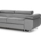Canapé d'angle convertible ARMEL en tissu velours luxe 5 places, couleur gris, avec coffre, angle gauche (vu de face)
