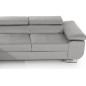 Canapé d'angle convertible ARMEL en tissu velours luxe 5 places, couleur gris, avec coffre, angle gauche (vu de face)