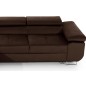 Canapé d'angle convertible ARMEL en tissu velours luxe 5 places, couleur chocolat, avec coffre, angle gauche (vu de face)