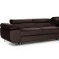 Canapé d'angle convertible ARMEL en tissu velours luxe 5 places, couleur chocolat, avec coffre, angle droit (vu de face)