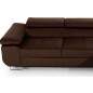Canapé d'angle convertible ARMEL en tissu velours luxe 5 places, couleur chocolat, avec coffre, angle droit (vu de face)